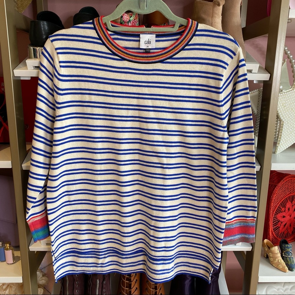 Cabi Long Sleeve Striped Sweater Pullover